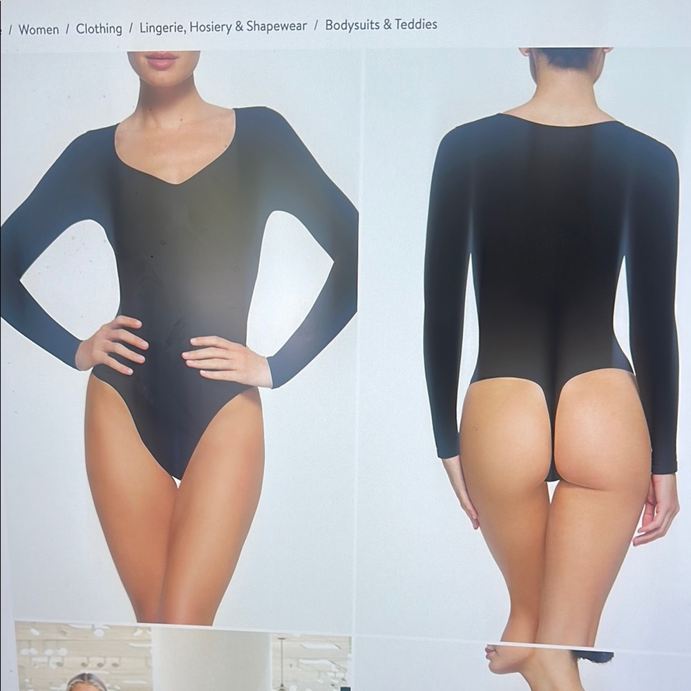 SKIMS Black Long Sleeve Bodysuit